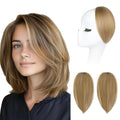 REECHO Clip in Hair Volumizer, Short Thick Clip in Hairpieces Adding Extra Hair Volume Extensions for Women with Thin Fine (Golden Blonde with Highlights, 8 Inch(Pack of 2))