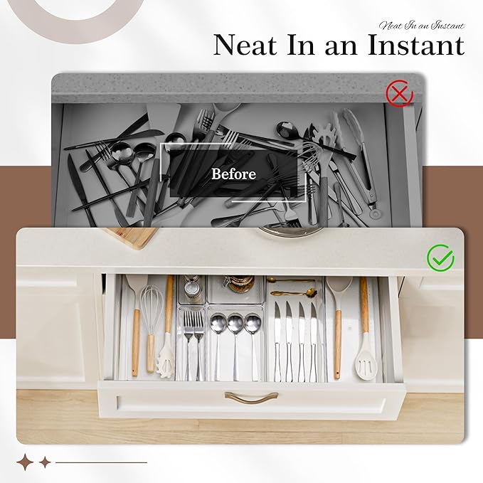 14 PCS Clear Plastic Drawer Organizer Set - Image 8