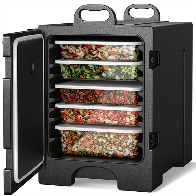 COSTWAY Catering Food Warmers, Hot Boxes Catering for 5 Full-Size Pan, 81 Quart Capacity, Stackable Design, Handles, Portable Insulated Food Carrier for Family Gathering, Canteen, Restaurant
