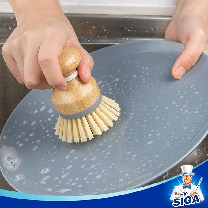 MR.SIGA Bamboo Palm Brush, Dish Scrub Brush, Bamboo Dish Brush, kitchen sink - Image 5