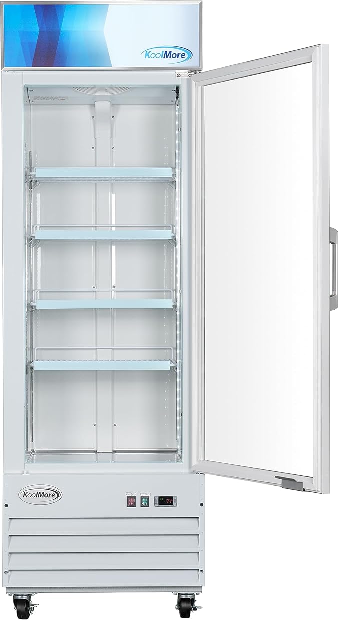 KoolMore 27 in. Commercial One Glass Door Display Upright Freezer Merchandiser in White 13 Cu. Ft. (MDF-1GD-13C-WH)