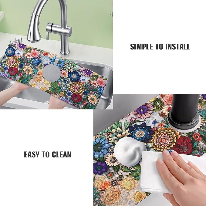 Sinkmat Absorbing Mat, 2 Pack Drying Mat Around Sink Splash Guard Behind Faucet - Image 6