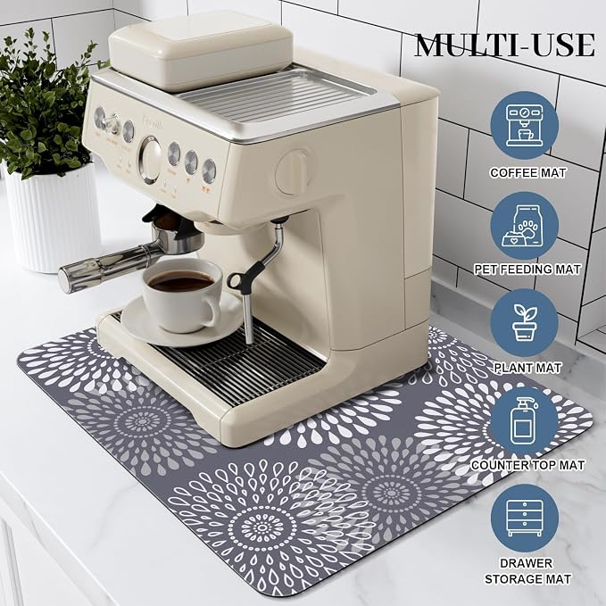 Dish Drying Mat Absorbent Kitchen Counter Mat Rubber Backing Draining Mat | - Image 3