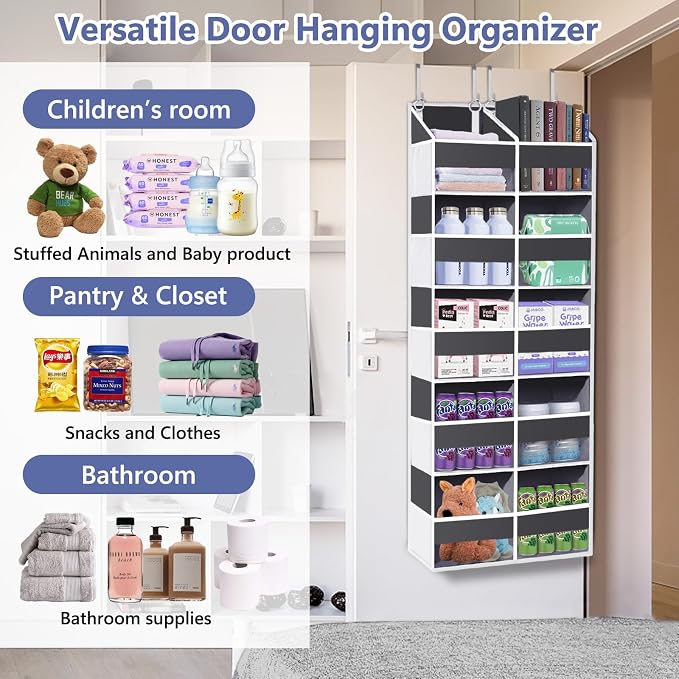 2 Pack - Over The Door Organizer 5 Tiers, Extra Large Behind Door Storage of 10 - Image 5