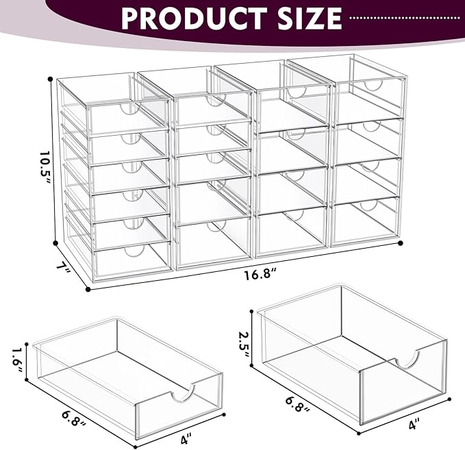 Acrylic Makeup Organizer with 19 Drawers, Storage Drawer Organizer | Bathroom - Image 3