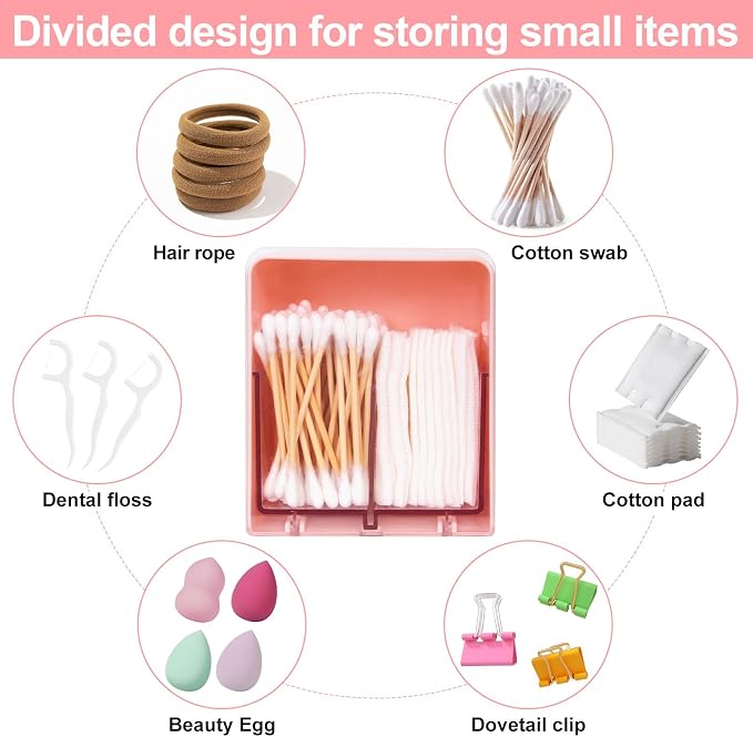 Q tip Holder with 2 Compartments, Plastic Cotton Swab Holder Clear Qtip - Image 3