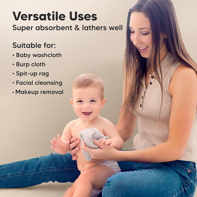 6-Pack Baby Washcloths, Soft Absorbent Washcloths - Image 6