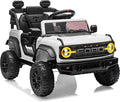 First Ride On Ford Bronco Raptor 12V Toddler Ride on Toys, Safe Kids Ride on Truck with Remote Control, Children Electric Cars with 4 Wheels Suspension, Radio, Music, Bluetooth (12V, White)
