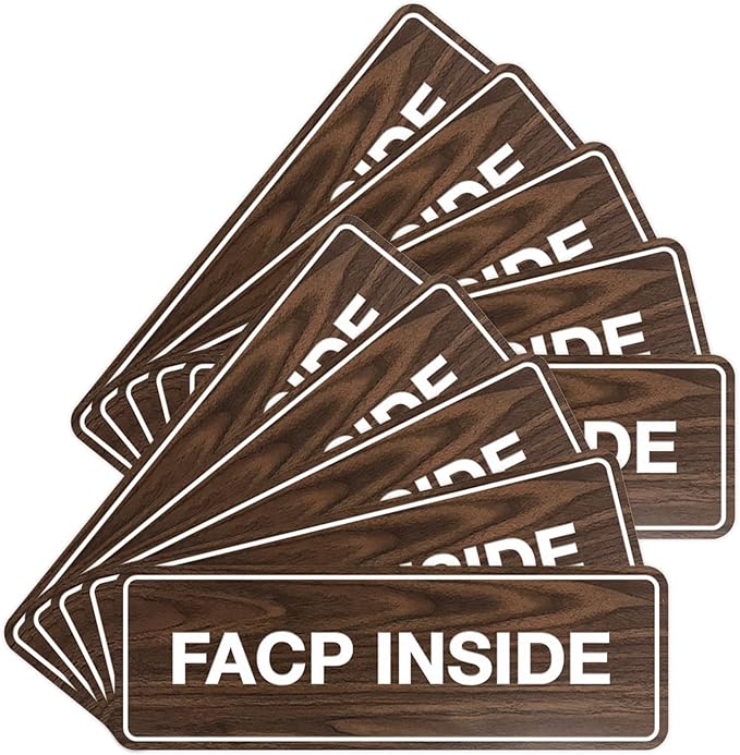 Signs ByLITA Standard FACP Inside Sign | Fire Safety Signage (Walnut) - Small 10 Pack