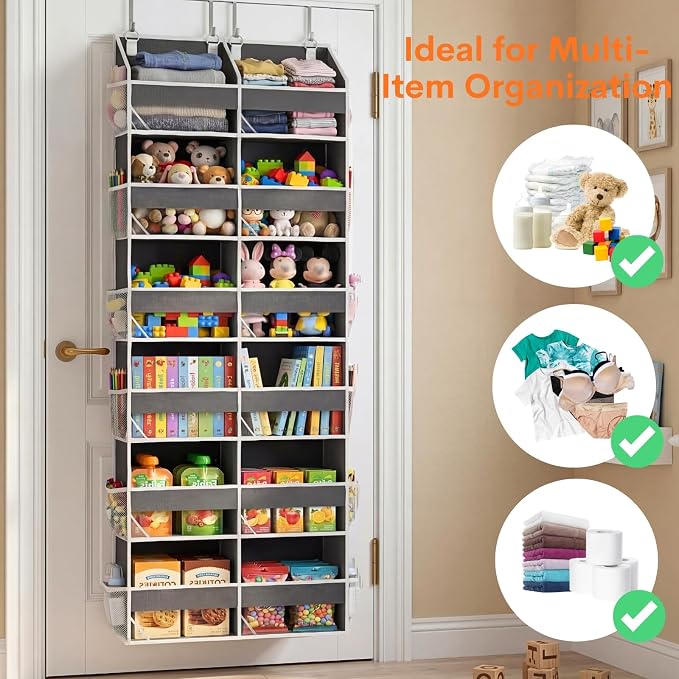 Over the Door Organizer 6 Tiers, Extra Large Behind Door Storage of 12 - Image 5