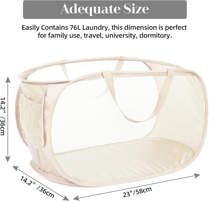 4 Pcs Durable Collapsible Laundry Baskets, Foldable Large Opening Pop Up - Image 3