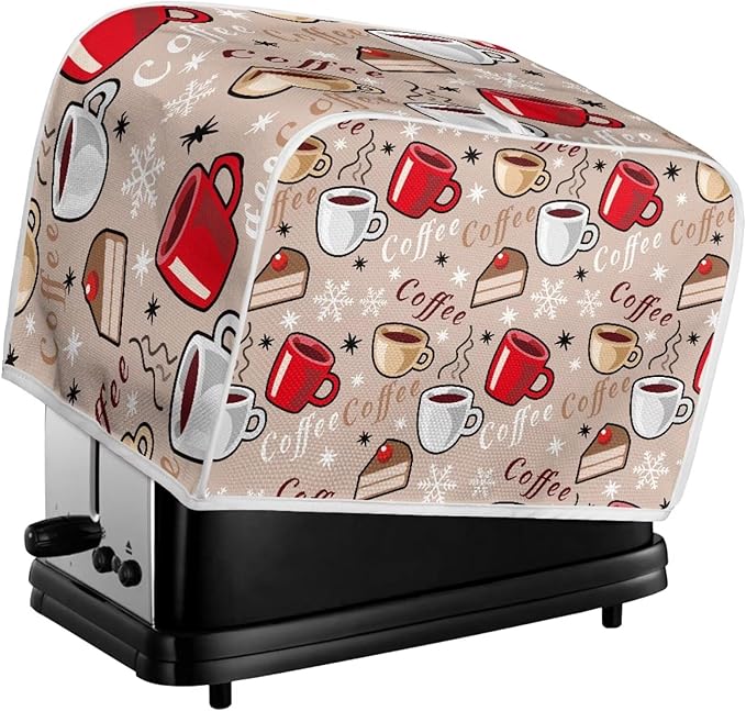 Coffee Snowflake Print Toaster 4 Slice Cover Kitchen Accessories Decor Bread Maker Dustproof Fingerprint Protectors