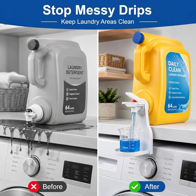2 Pack Laundry Detergent Dispenser Cup Holder, No-Drip Laundry Detergent Cup - Image 2