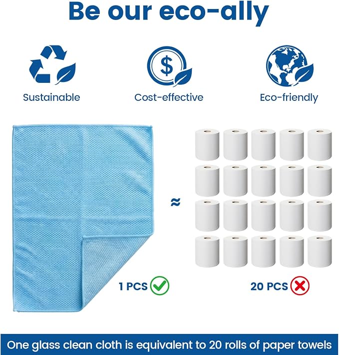 Niveaya Microfiber Glass Cleaning Cloth, Reusable Fish Scale Cloth 8 Pack - Image 9