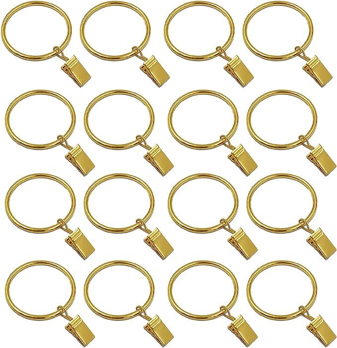 16 Pack Curtain Rings with Clips, Window Clip Rings Curtain Hooks Hangers Clip by Azmoncy