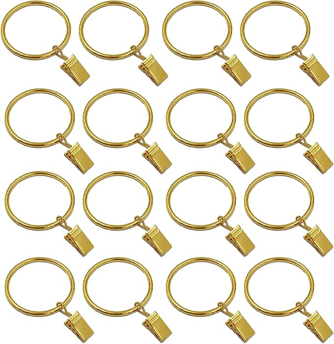 16 Pcs Curtain Rings with Clips, Window Clip Rings Curtain Hooks Hangers Clip by Azmoncy