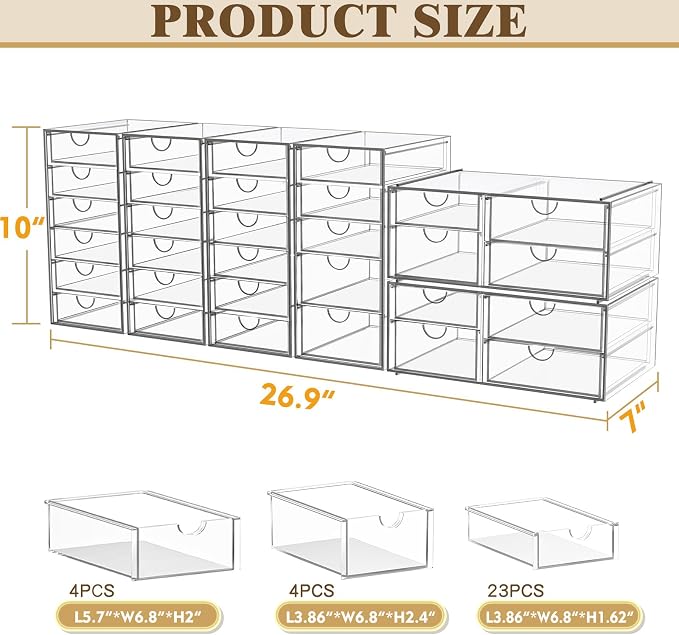 YFXCVSL 6-Pack Acrylic 31-Drawer Storage & Makeup Organizer - Image 3
