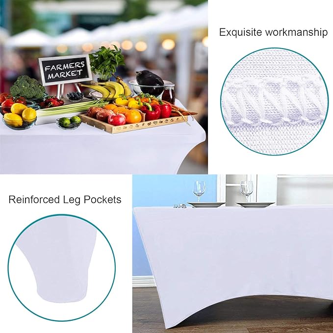 RELIANCER 1 Pack Stretch Spandex Table Covers for Rectangular Tables,6FT Elastic Fitted Tablecloth,Universal Rectangular Table Cloth Protector for Outdoor Party,Wedding,Bar,Birthday,Banquet,Events