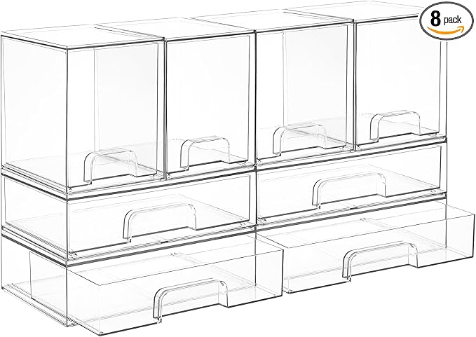Vtopmart Clear Stackable Storage Drawers Set of 8, Plastic Organizer Bins | by Vtopmart