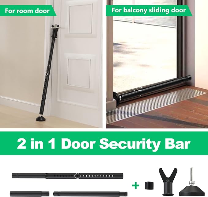 Sliding Glass Door Lock & Door Stoppers Security Bar Keep Your Home Security - Image 3