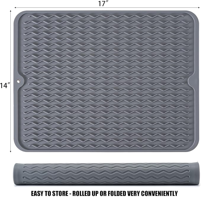 Silicone Dish Drying Mat, Non-Slip Easy Clean Sink Mat, Large Heat-resistant - Image 2