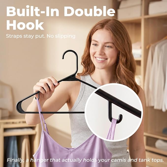 HOUSE DAY Black Plastic Hangers 20 Pack, Slim Space-Saving Clothes Hangers | - Image 4