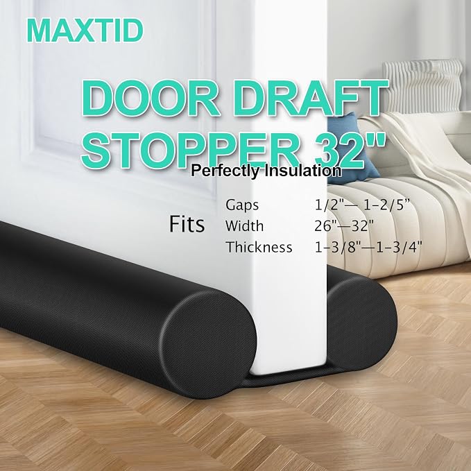 MAXTID 32" Black Door Air Draft Stopper, Wind Blocker - Image 4