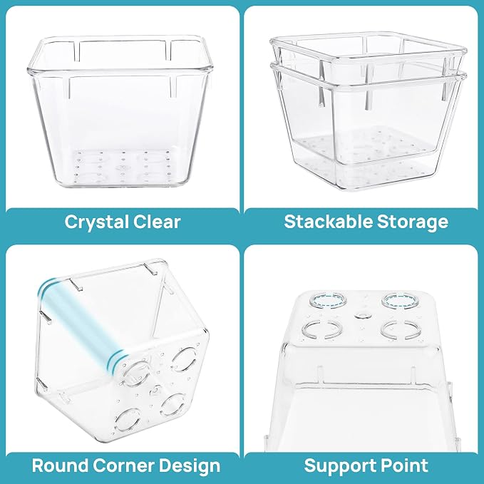 Vtopmart 15 PCS Clear Plastic Drawer Organizers Set, Vanity Organizer Trays | - Image 7