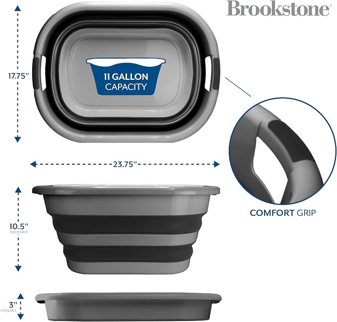 BROOKSTONE 11 GALLON XL 24" Collapsible Laundry Basket & Clothes Hamper - Image 3