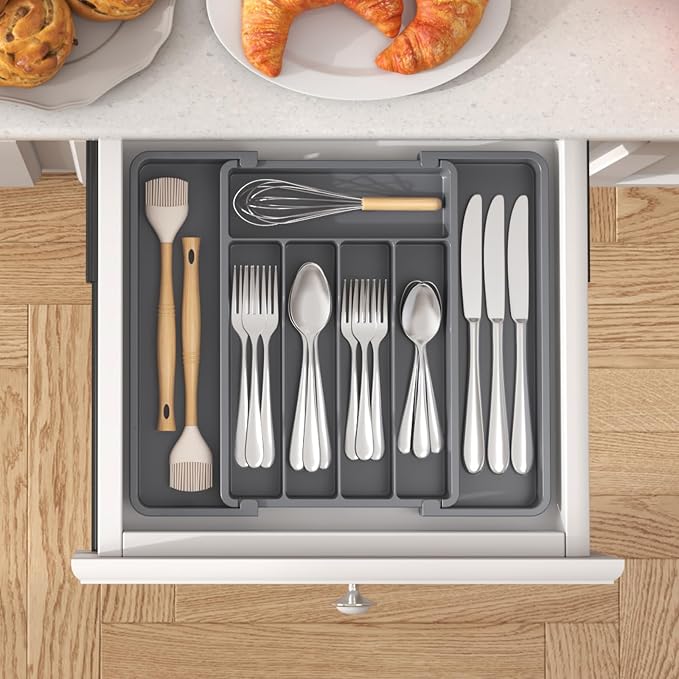 Lifewit Expandable Silverware Drawer Organizer, Kitchen Utensil Tray | BPA-free - Image 8