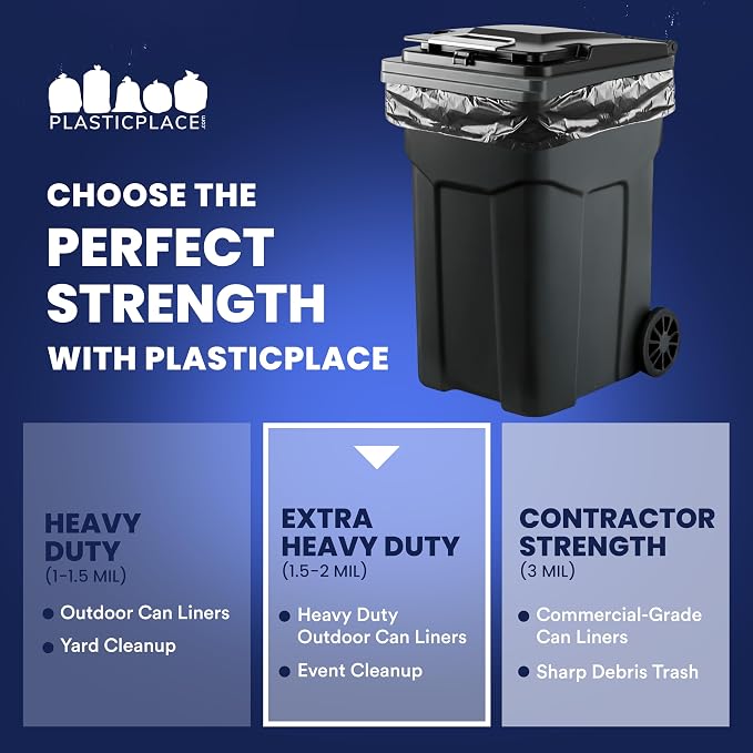 Plasticplace 95-96 Gallon Trash Bags │ 2.0 Mil │ Black Heavy Duty Garbage Can - Image 6