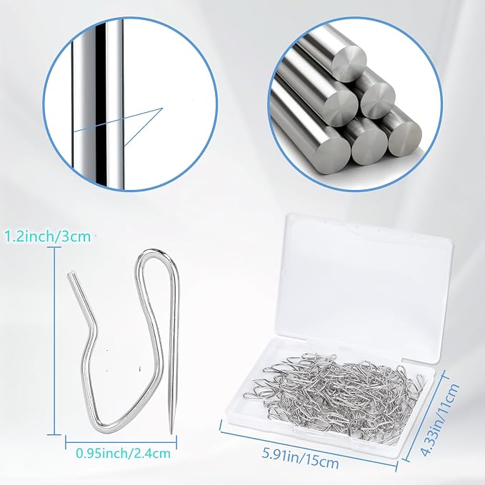 Curtain Hooks 100 pcs 1.2inch Metal Drapery Pin Hooks - Image 2