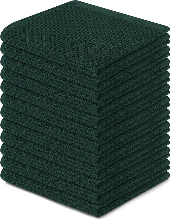 Homaxy 100% Cotton Waffle Weave Kitchen Dish Cloths 12-Pack, Ultra Soft by Homaxy