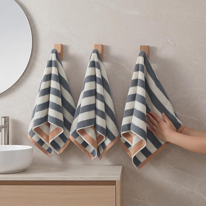 REDKISS Striped Hand Towels for Bathroom, Kitchen Decor, Guest Use, Ultra Soft - Image 4