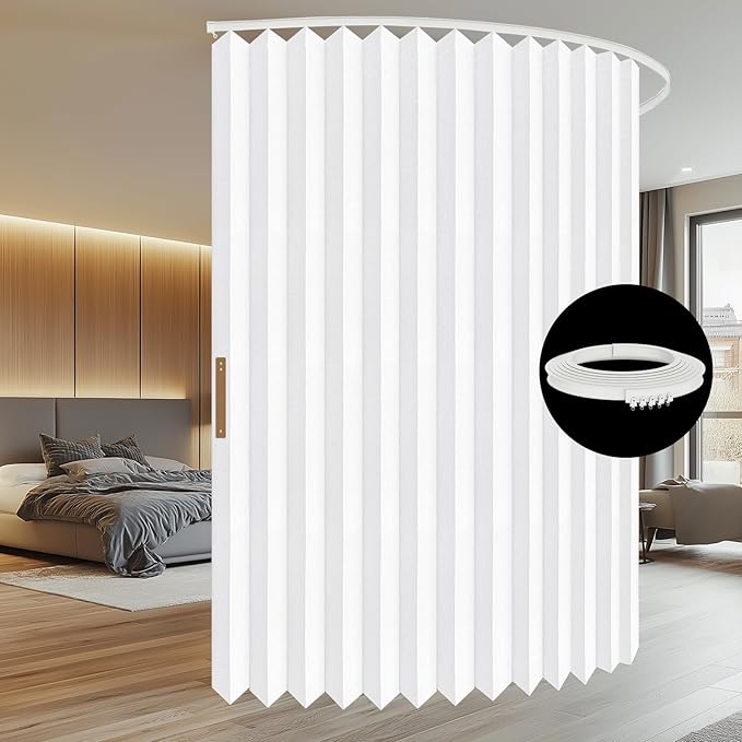 100% Blackout Room Divider Curtains - Total Privacy Curtain Panel, Thermal Insulated Noise Reduction Curtain for Bedroom Windows,Include Ceiling Curtain Track(White, W100 x L108, 1 Pack)