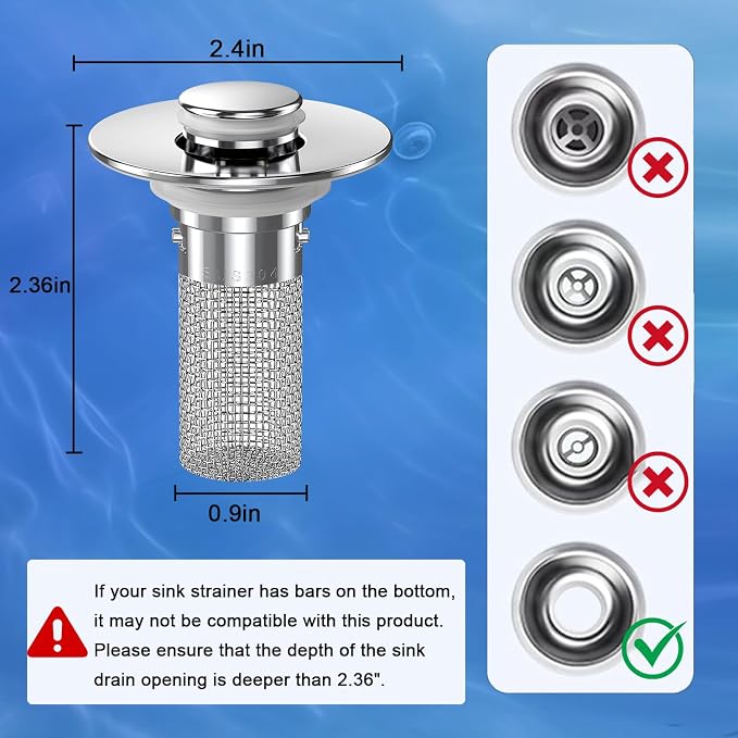 Sink Stopper Hair Catcher, Pop-up Sink Drain Strainer - Image 8