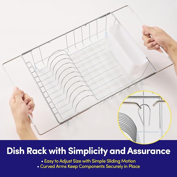 Dish Drying Rack Over The Sink Expandable to 24.5" Dish Drainer — Space-Saving - Image 5