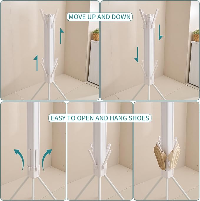 JOOM 4 Legs Clothes Drying Rack, Garment Rack Portable and Foldable Space - Image 5