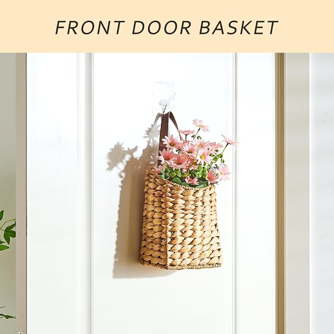 Wall Hanging Pocket Basket Portable Water Hyacinth Storage Basket Decorative - Image 6