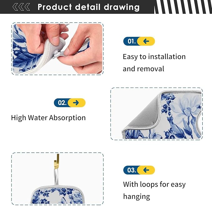 Sink Mat for Faucet Sink Splash Guard Faucet Handle Drip Catcher for Kitchen - Image 5