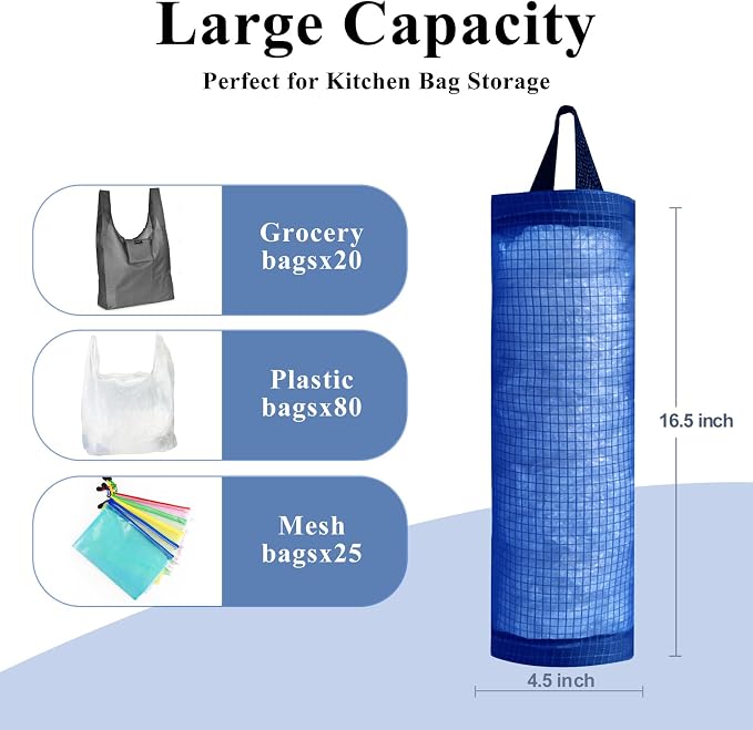 Plastic Bag Holder, Mesh Grocery Bag Holder Hanging Storage Bag Dispenser - Image 3