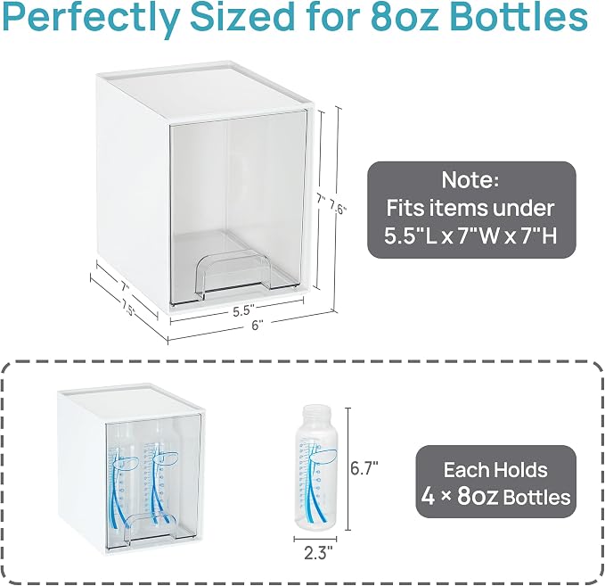 Vtopmart White Stackable Storage Drawers, 2 Pack Tall Organizers | Pull-Out - Image 2