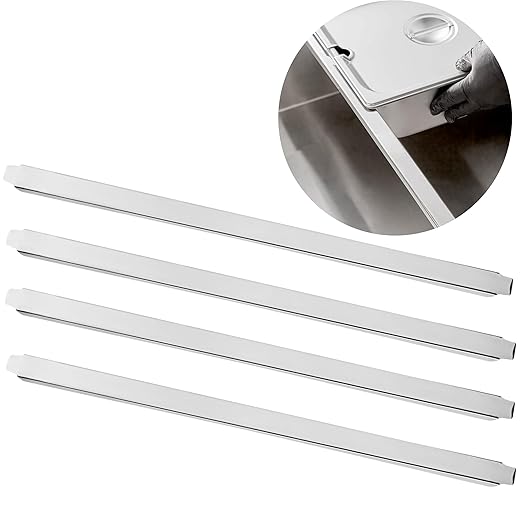 (Set of 4) 20 inch Stainless Steel Steam Table Adapter Bars – Hotel Pan Divider for Full & Fractional Size Pans, Commercial Food Service Use (4, 21 inches Long)