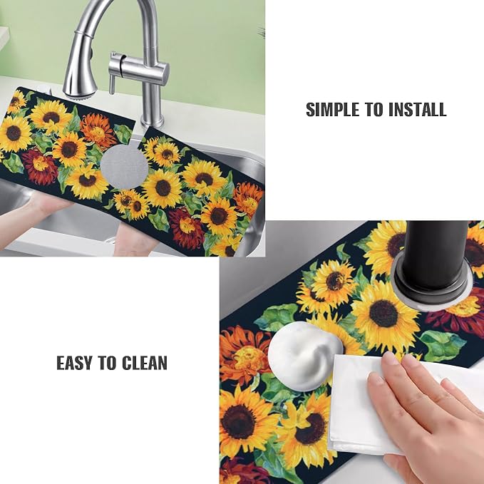 Sink Faucet Absorbing Mat, 2 Pack Drying Mat Around Faucet Sink Splash Guard - Image 6