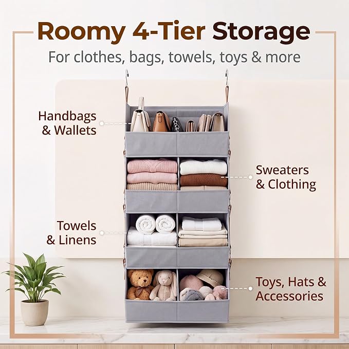 4 Tier Collapsible Hanging Closet Organizer - Image 7