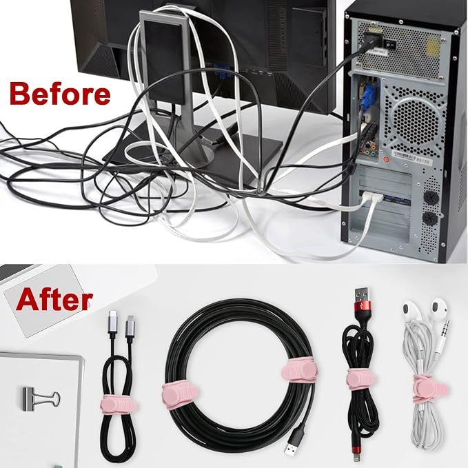 Silicone Cable Ties, Cord Organizer Cable Management | Reusable Cord Ties - Image 5