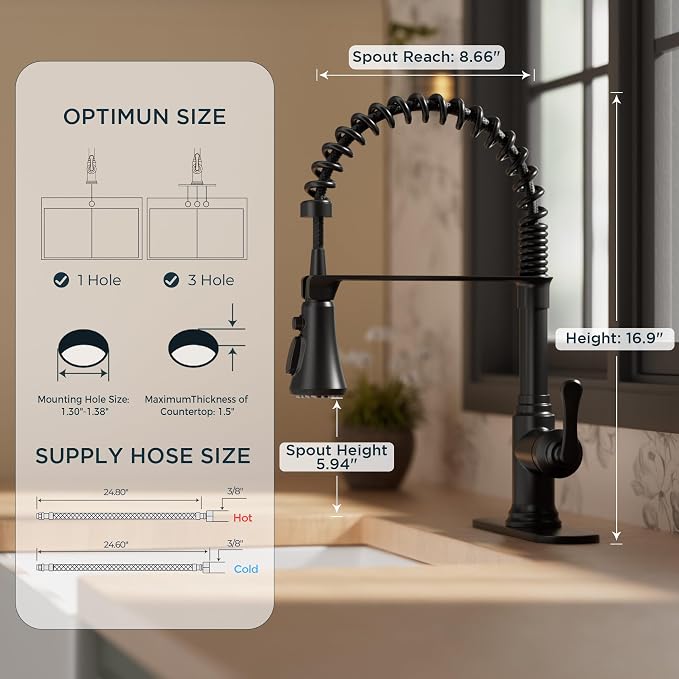 FORIOUS Rustic Black Kitchen Faucet - Image 5