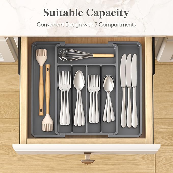 Lifewit Expandable Silverware Drawer Organizer, Kitchen Utensil Tray | BPA-free - Image 3