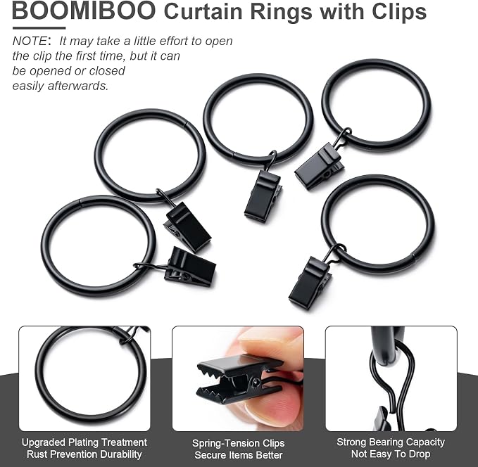 BOOMIBOO 36 Pack Curtain Rings - Image 4