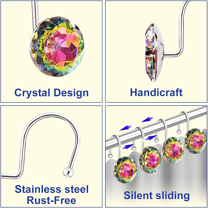 12PCS Stainless Steel Shower Curtain Hooks Rings - Image 4